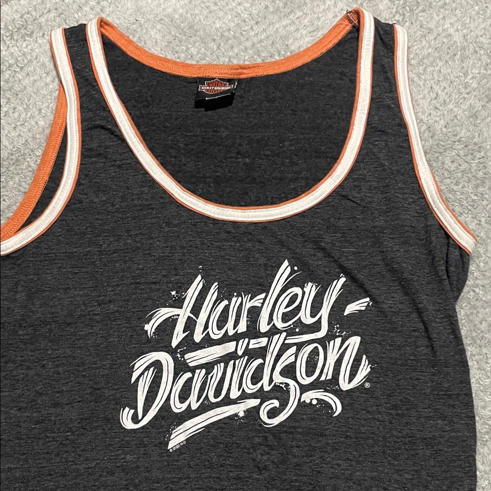 Harley-Davidson Charcoal and Orange Sleeveless Top
